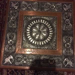 Low Table/stand w/claw foot legs. silver /copper